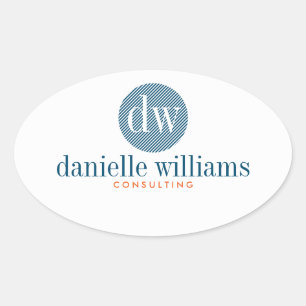Minimal Modern Blue Circle White Background Oval Sticker