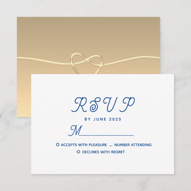 Minimal Modern Blue Wedding RSVP Card (Front/Back)