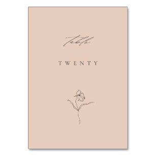 Minimal Modern Blush Fine Art Floral Wedding Table Number