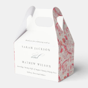 Minimal Modern Blush Paisley Typography Wedding Favour Box