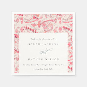 Minimal Modern Blush Paisley Typography Wedding Napkin