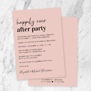 Minimal Modern Blush Pink Wedding Reception Invitation