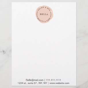 Minimal Modern Blush Salon and Spa Custom Letterhead