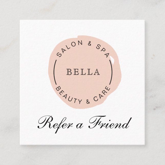 Minimal Modern Blush Salon and Spa Referral Card (Front)