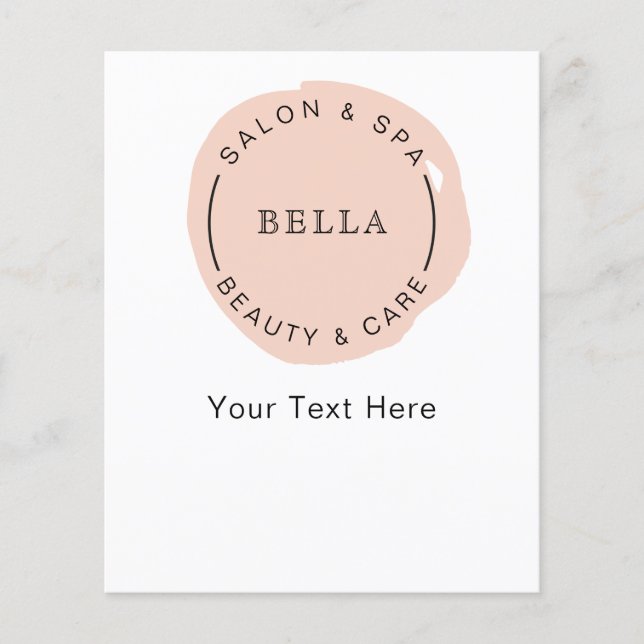 Minimal Modern Blush Salon Spa Coupons Flyer (Front)