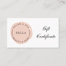 Minimal Modern Blush Salon Spa Gift Certificate