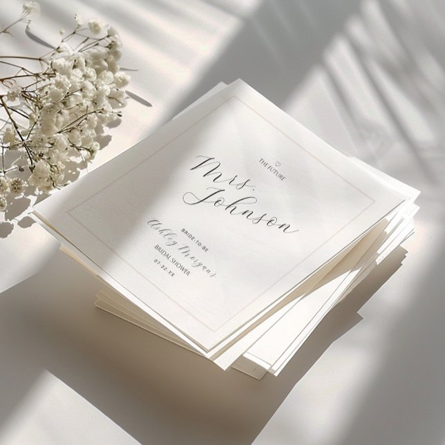 Minimal Modern Bridal Shower Napkin | Future Mrs. (Elegant Bridal Shower Napkins)