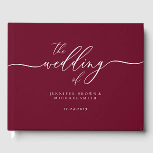 Minimal Modern Burgundy Wedding Guest Guest Book