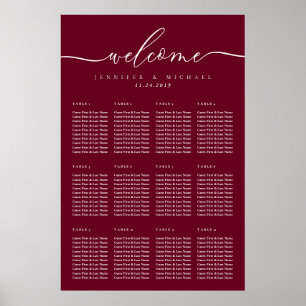 Minimal Modern Burgundy Wedding Seating Chart