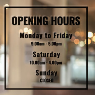 “Minimal Modern Business Hours Sign   Custom