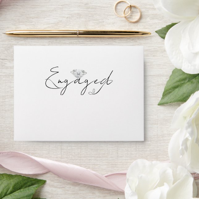  Minimal Modern Calligraphy Engagement Party Envelope (Wedding)