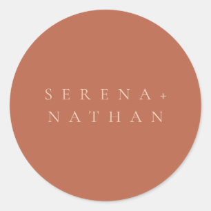 Minimal Modern Chic Blush & Rust Sunset Wedding Classic Round Sticker
