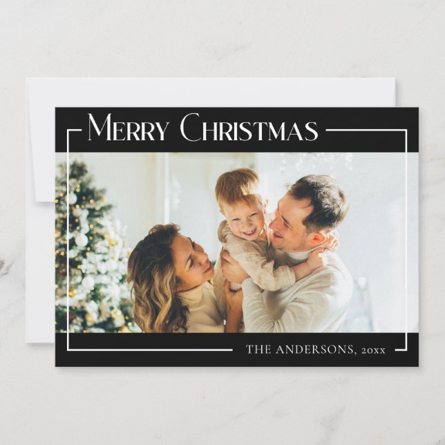 Minimal Modern Christmas Family Holiday Photo Card (Front)
