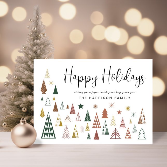 Minimal Modern Christmas Trees Photo Holiday Card (Share the love and warmth of the season with your personalized photo Christmas card)