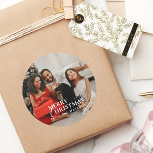 Minimal Modern Classic Family Photo Round Sticker