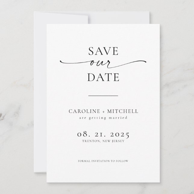 Minimal Modern Contemporary Script Save The Date (Front)