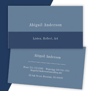 Minimal Modern Counsellor Double Blue Business Card