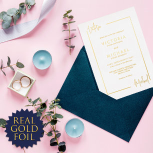Minimal Modern Couple Names Border Wedding Real