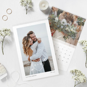 Minimal Modern Couple Wedding Photos Keepsake  Calendar