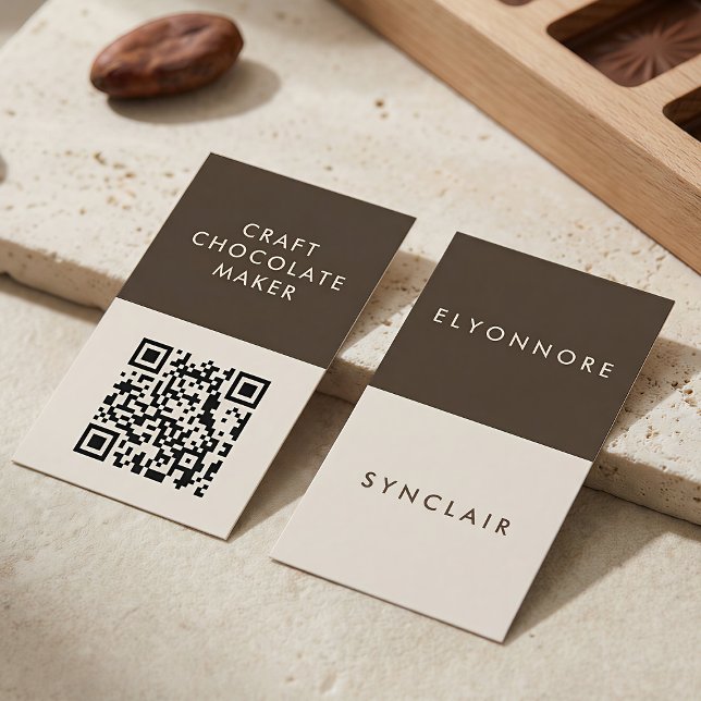 Minimal Modern Craft Chocolate Maker Qr Code Business Card (Creator Uploaded)