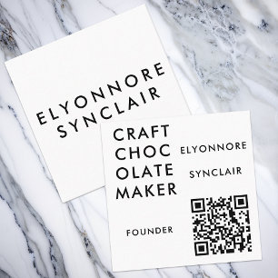 Minimal Modern Craft Chocolate Maker Qr Code Square Business Card