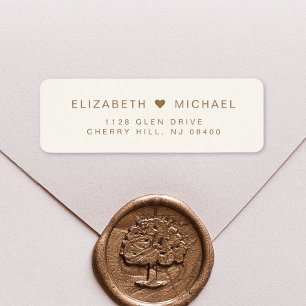 Minimal Modern Cream Gold Wedding Return Address