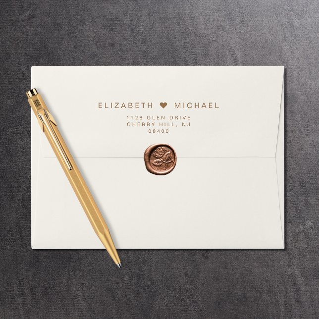 Minimal Modern Cream Gold Wedding Return Address Envelope (Creator Uploaded)