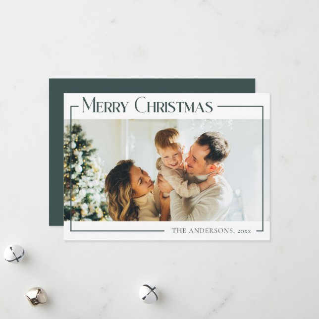 Minimal Modern Custom Family Photo Christmas Holiday Card (Front/Back In Situ)