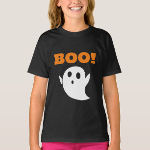 Minimal Modern Cute Ghost with BOO! words T-Shirt