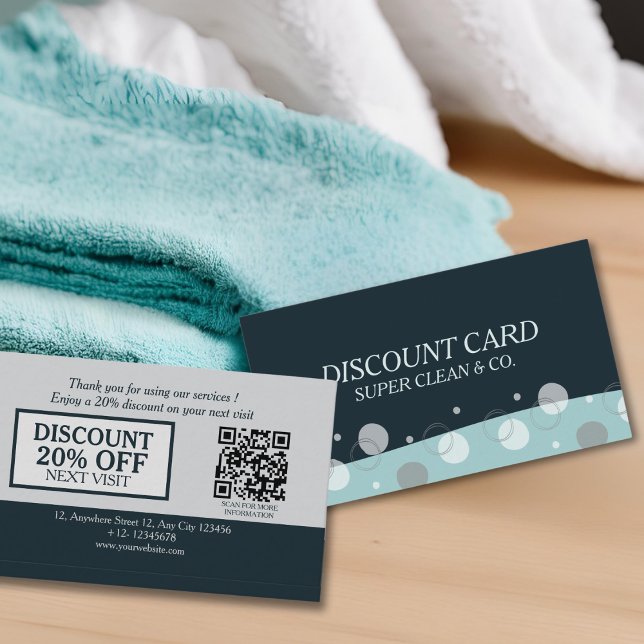 Minimal Modern Dark Blue Cleaning Services  Discount Card (Creator Uploaded)