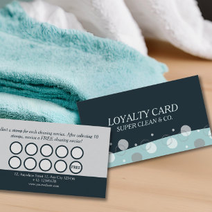 Minimal Modern Dark Blue Cleaning Services Loyalty Card