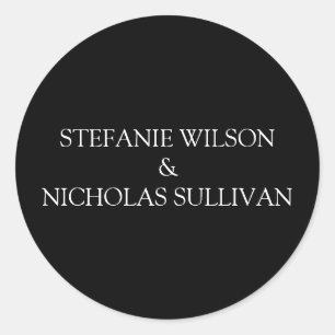 Minimal Modern Delicate Floral Monogram Wedding Classic Round Sticker
