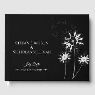 Minimal Modern Delicate Floral Monogram Wedding Guest Book