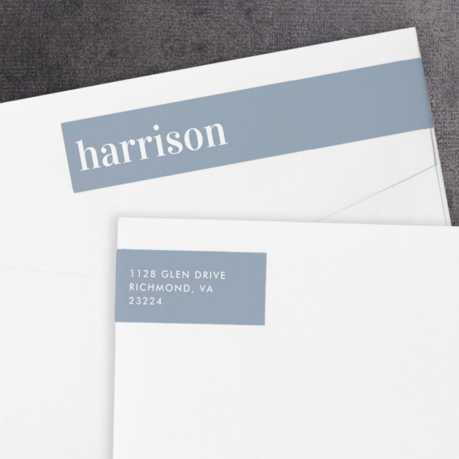 Minimal Modern Dusty Blue Return Address Wrap Around Label (Creator Uploaded)