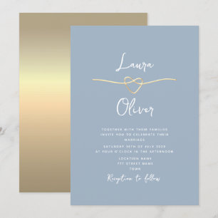 Minimal Modern Dusty Blue Wedding Invitation