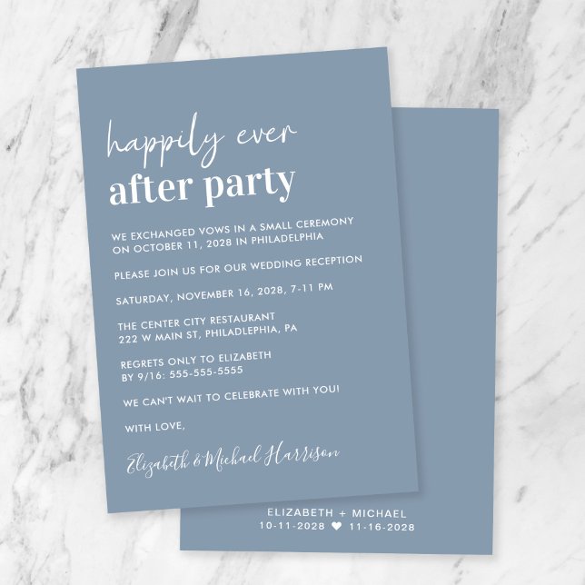 Minimal Modern Dusty Blue Wedding Reception Invitation (Creator Uploaded)