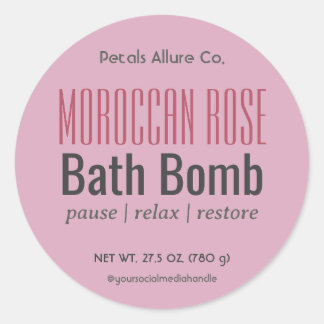 Minimal Modern Dusty Pink Bath Bomb Round Label