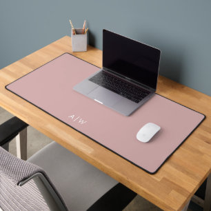 Minimal Modern Dusty Rose Monogram Initials Office Desk Mat
