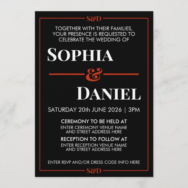Minimal Modern Editable Wedding Invitation (Front)