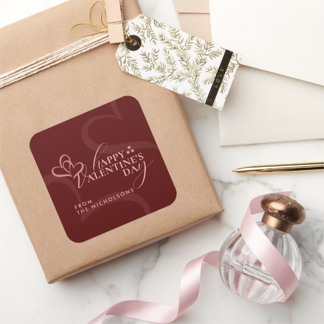 Minimal Modern Elegant Typography Valentine's Day Square Sticker (Gifting)