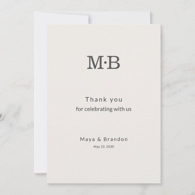 Minimal Modern Elopement Wedding Thank You Card (Front)