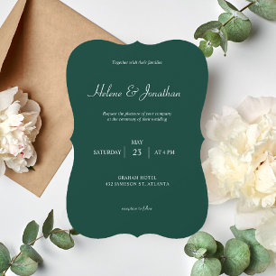 Minimal Modern Emerald Green Wedding Invitation