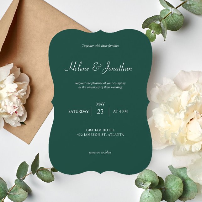 Minimal Modern Emerald Green Wedding Invitation (Creator Uploaded)