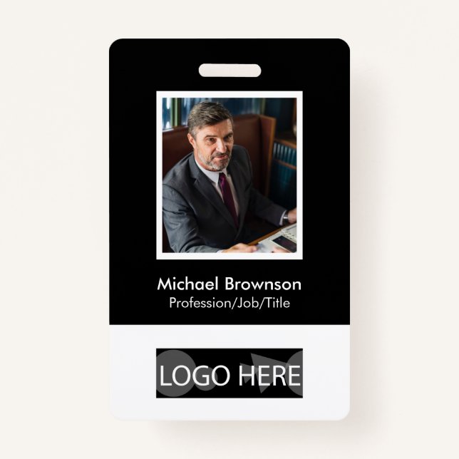 Minimal Modern Employee Qr Barcode Photo ID Badge (Front)