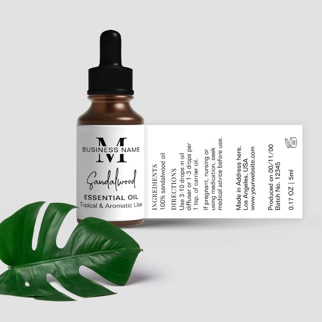Minimal Modern Essential Oil Dropper Bottle (Super simple, yet elegant labels for small dropper bottles.)