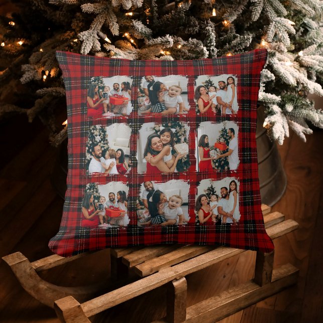 Minimal Modern Festive Rustic Family Photos Cushion (Creator Uploaded)