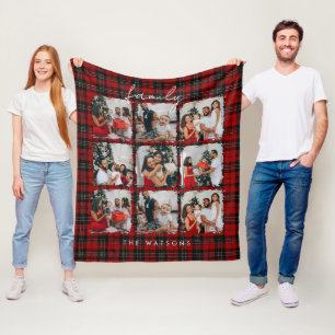 Minimal Modern Festive Rustic Family Photos Fleece Blanket