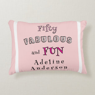 Minimal Modern Fifty Fabulous Fun Pink 50 Birthday Decorative Cushion