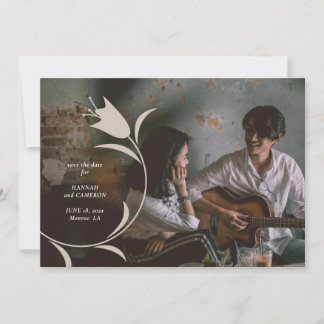 Minimal Modern Floral Greige & Espresso Wedding Save The Date