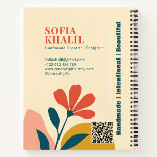 Minimal Modern Floral Terracotta Mustard Green Notebook